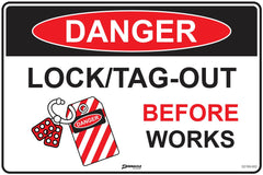 Danger Lock/Tag Out Before Works Sign - Safety Sign