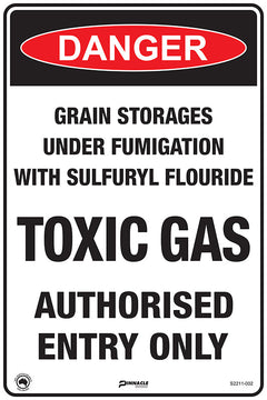 Danger Grain Storages Under Fumigation Sulfuryl Flouride Sign - Safety Sign