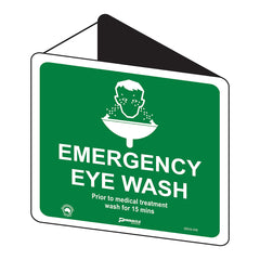 Emergency Eye Wash (With Picto), Off Wall Sign - Safety Sign