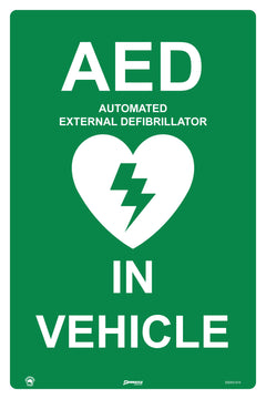 AED Automated External Defibrillator In Vehicle Sign - Safety Sign