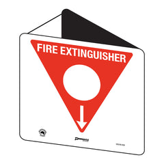 Fire Extinguisher Marker, AB(E) Powder (White Circle), Off Wall - Safety Sign