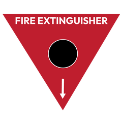 Fire Extinguisher Marker, CO2 (Black Circle), Triangle - Safety Sign