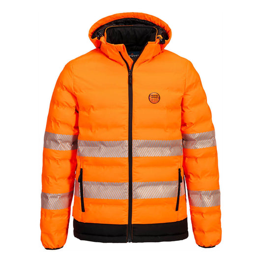 Portwest Hi-Vis Ultrasonic Heated Tunnel Jacket in Orange/Black