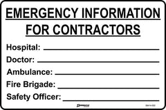 Emergency Information For Contractors Sign - Safety Sign