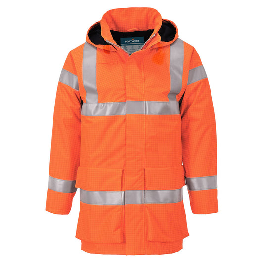 Portwest Bizflame Rain Hi-Vis Multi Light FR Jacket in Orange