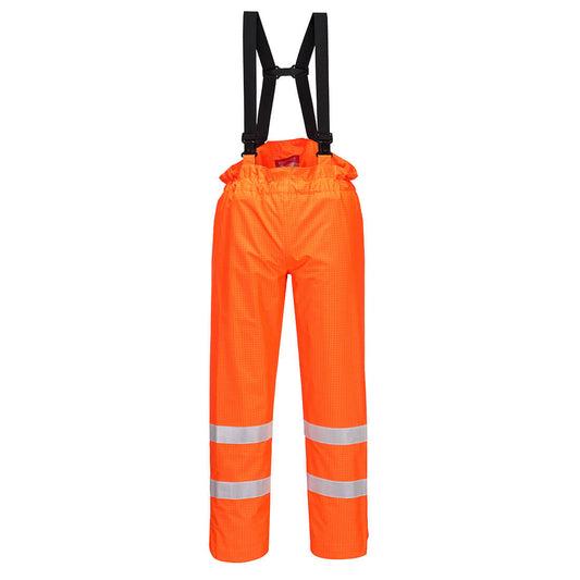 Portwest Bizflame Rain Hi-Vis Anti-Static Unlined FR Pants in Orange