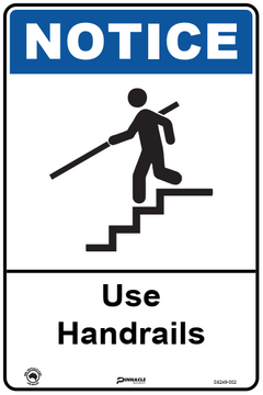 Notice Use Handrails (With Picto) Sign - Safety Sign