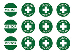 First Aid (Assorted), Round Hardhat Stickers, Pack/12 Sign - Safety Sign