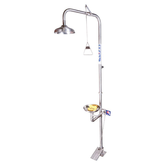 Pratt Safety Combination 316SS Shower With Eye & Face Wash, Bowl & Foot Treadle