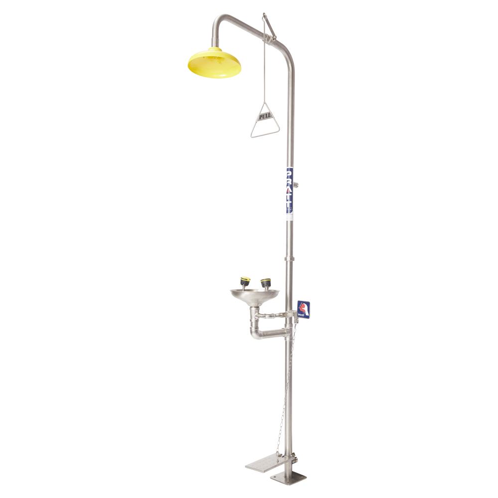Pratt Safety Combination Shower With Eye Wash, Bowl & Foot Treadle