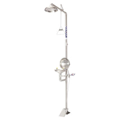 Pratt Safety Combination Shower With Eye Wash, With Bowl & Foot Treadle - Flip Top Lid