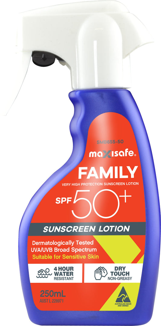 Maxisafe SMB655-50 SPF 50+ Sprayable Sun Lotion - 250ml Spray Bottle