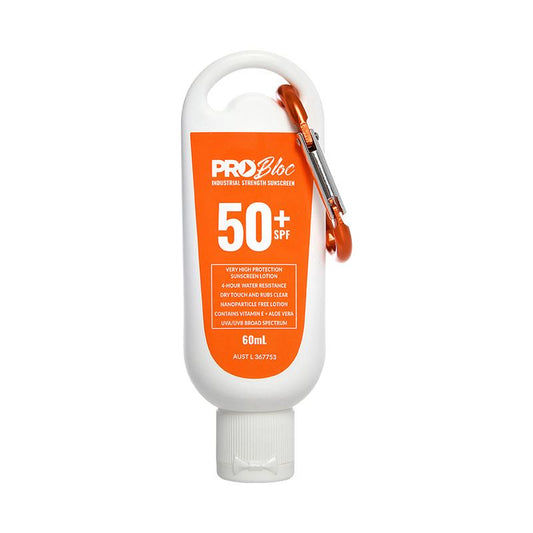Pro Choice Safety Gear Probloc SPF 50 + Sunscreen 60ML Squeeze Bottle with Carabiner