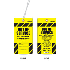 Out Of Service Tag, Water & Tear Proof, Eyelet & String, Pack/100 Sign - Safety Sign