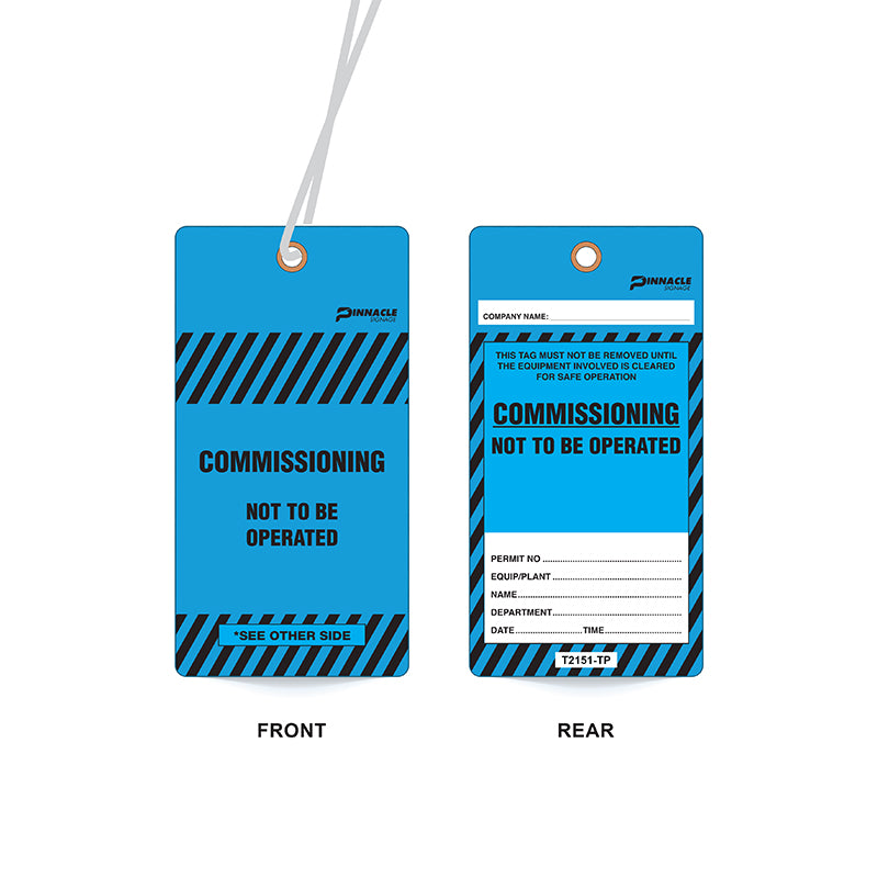 Commissioning Not To Be Operated Tag, Water & Tear Proof, Eyelet & String, Pack/100 Sign