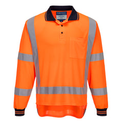 Portwest TTMC-W17 Hi-Vis X Back Polo Shirt L/S in Orange