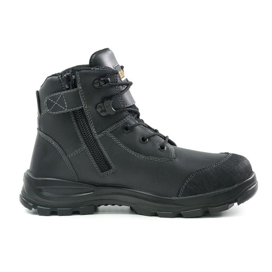 Bison Tor Zip Side Lace Up Safety Boot Black