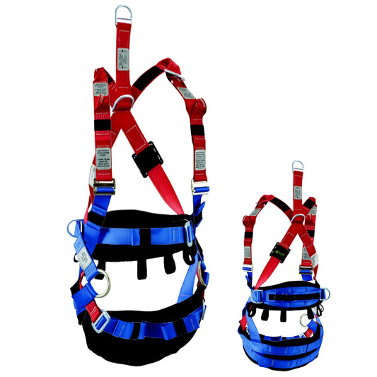 Miller Tower Worker Harness w/front & rear fall arrest, ext dorsal, side & CS Loops, Large