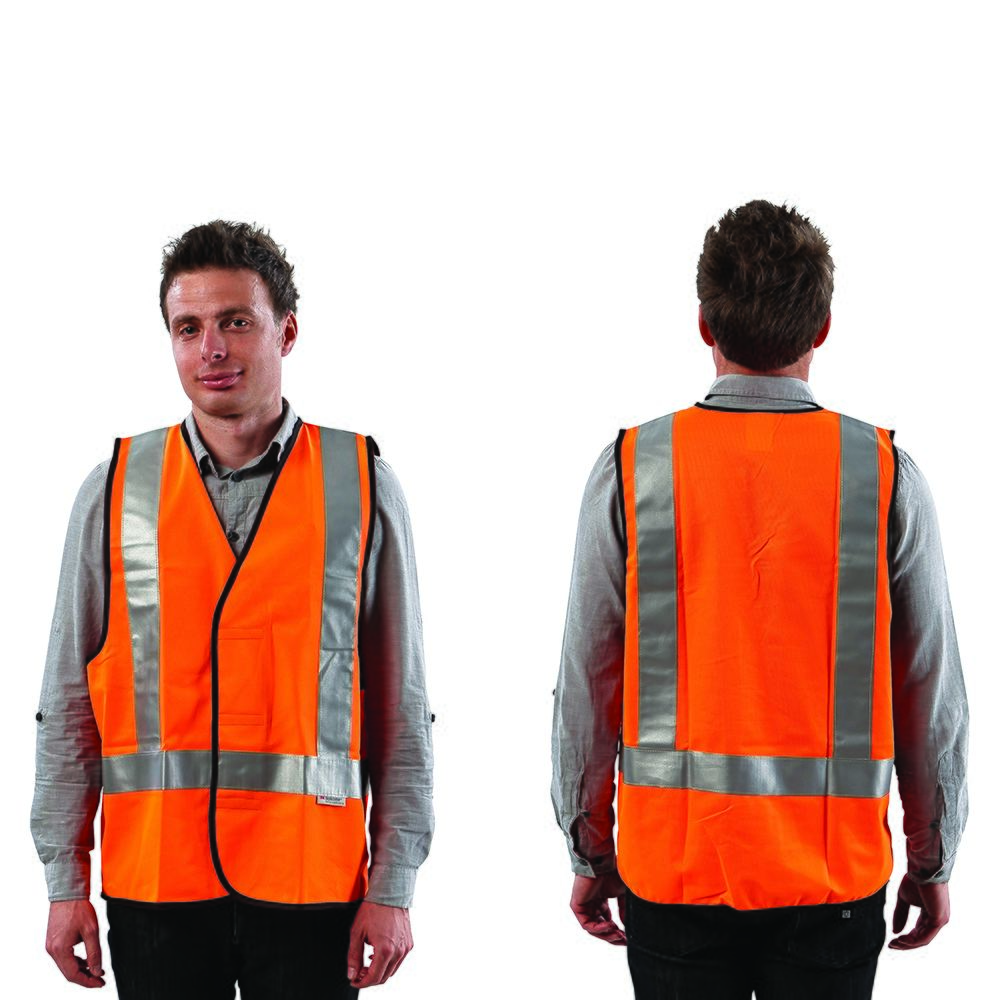 WORKIT Workwear Fluro Safety H Back Taped Vest: Day/Night Use