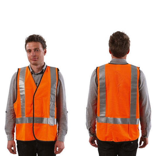 WORKIT Workwear Fluro Safety H Back Taped Vest: Day/Night Use