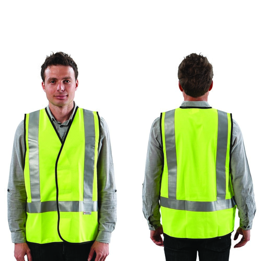 WORKIT Workwear Fluro Safety H Back Taped Vest: Day/Night Use