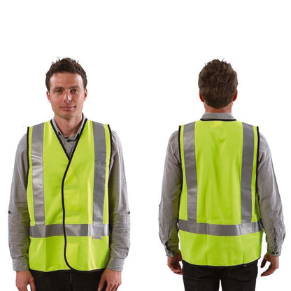 WORKIT Workwear Fluro Safety H Back Taped Vest: Day/Night Use