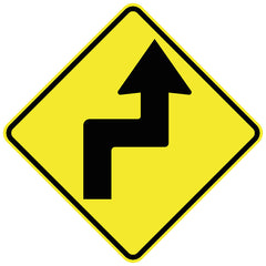 Reverse Left Curve (Symbolic) Sign - Safety Sign