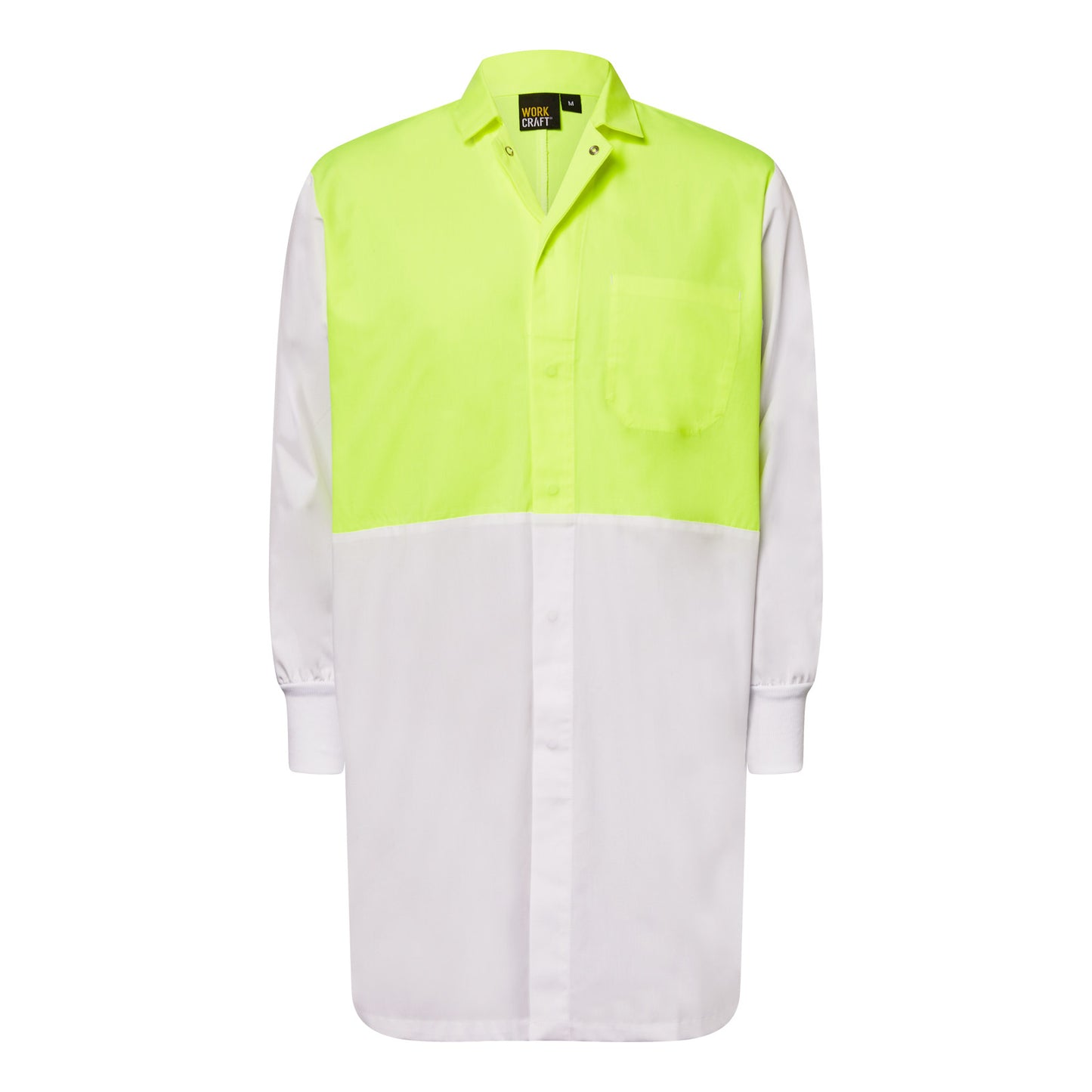 Workcraft WJ1123 Food Industry Dustcoat With Internal Pocket in Dayglow Yellow/White