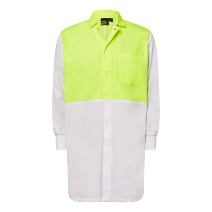 Workcraft WJ1123 Food Industry Dustcoat With Internal Pocket in Dayglow Yellow/White