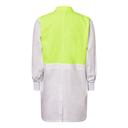 Workcraft WJ1123 Food Industry Dustcoat With Internal Pocket in Dayglow Yellow/White