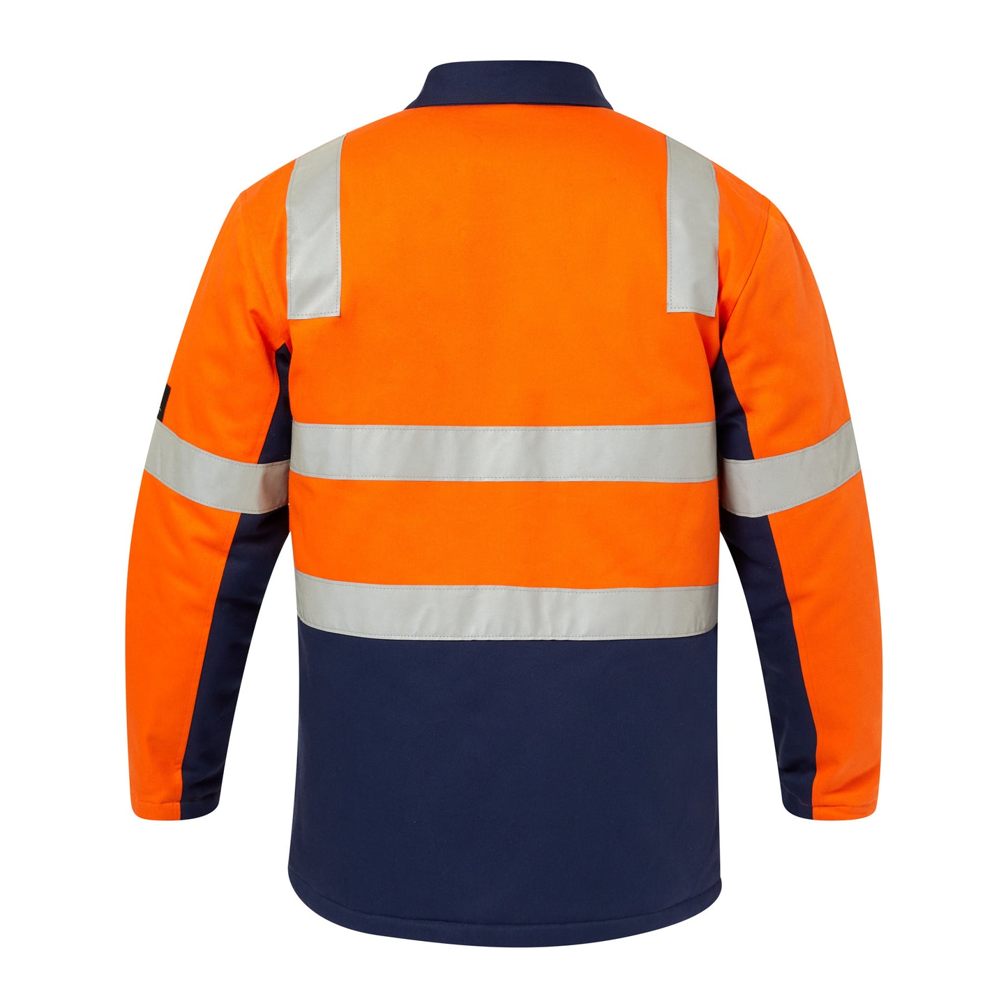 Workcraft WJ8019 Hi Vis Cotton Reflective Jacket in Orange/Navy