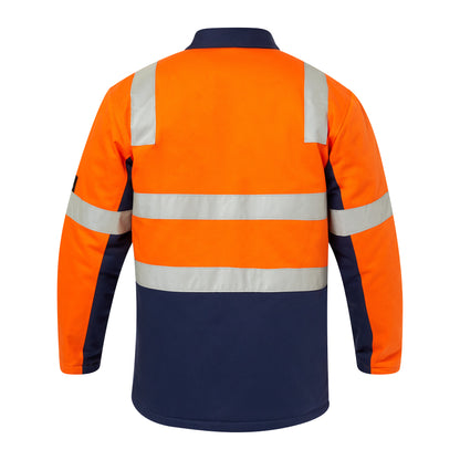 Workcraft WJ8019 Hi Vis Cotton Reflective Jacket in Orange/Navy