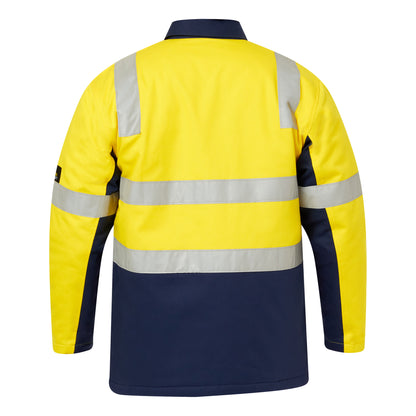 Workcraft WJ8019 Hi Vis Cotton Reflective Jacket in Yellow/Navy