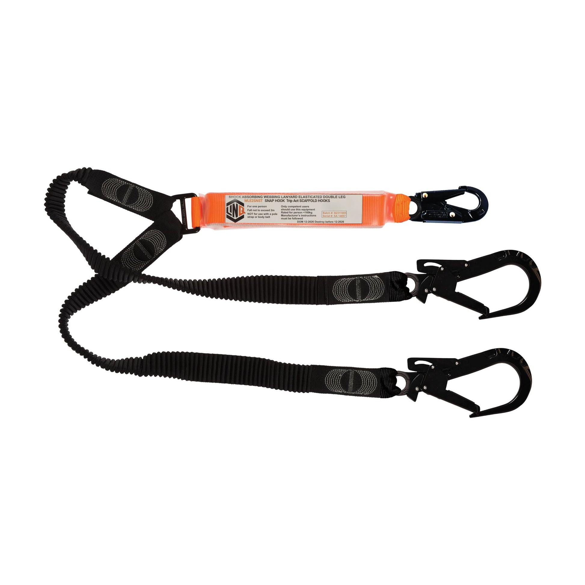 LINQ Height Safety Elite Double Leg Elasticated Lanyard with Hardware SN & ST