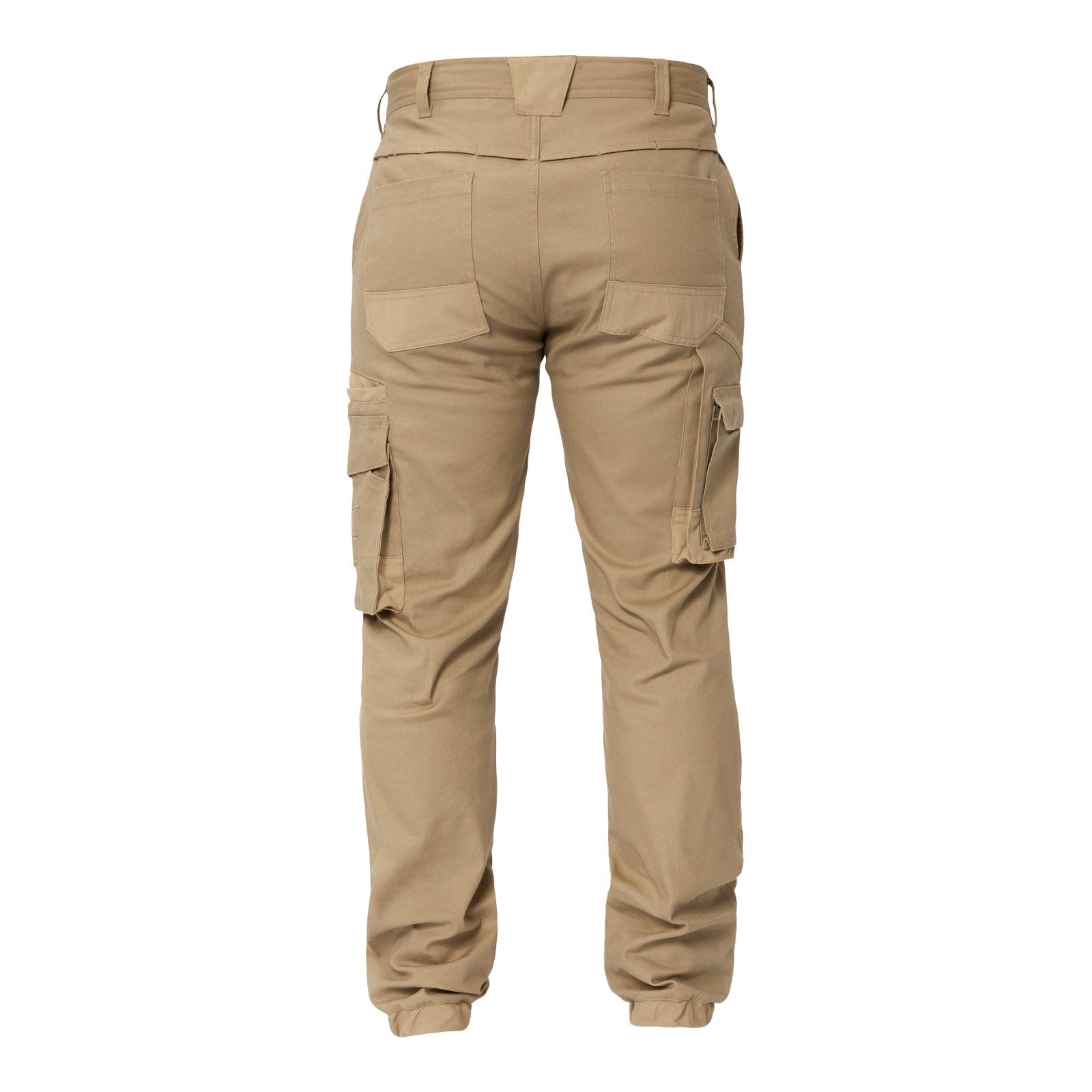 Workcraft WP4018 Mens Stretch Cargo Pants With Elasticised Cuffed Hem in Stone