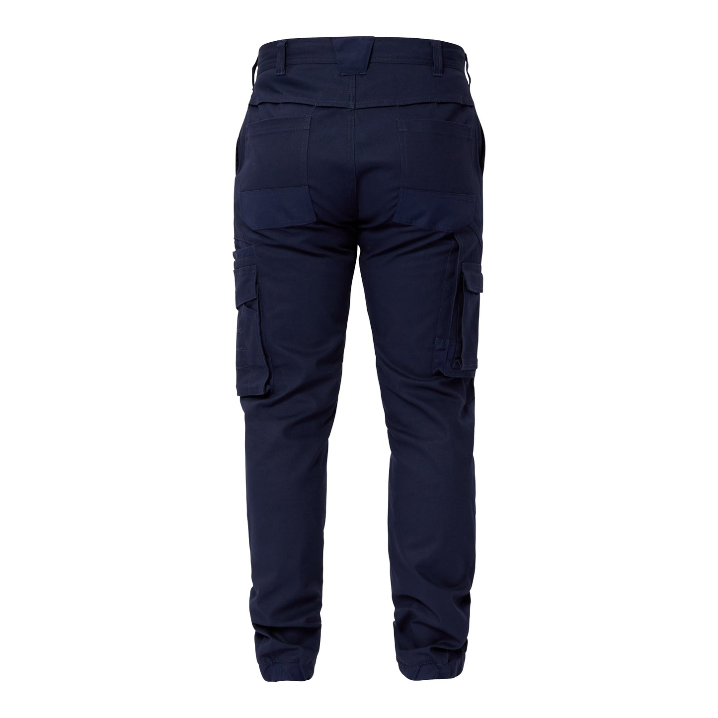 Workcraft WP4018 Mens Stretch Cargo Pants With Elasticised Cuffed Hem in Navy