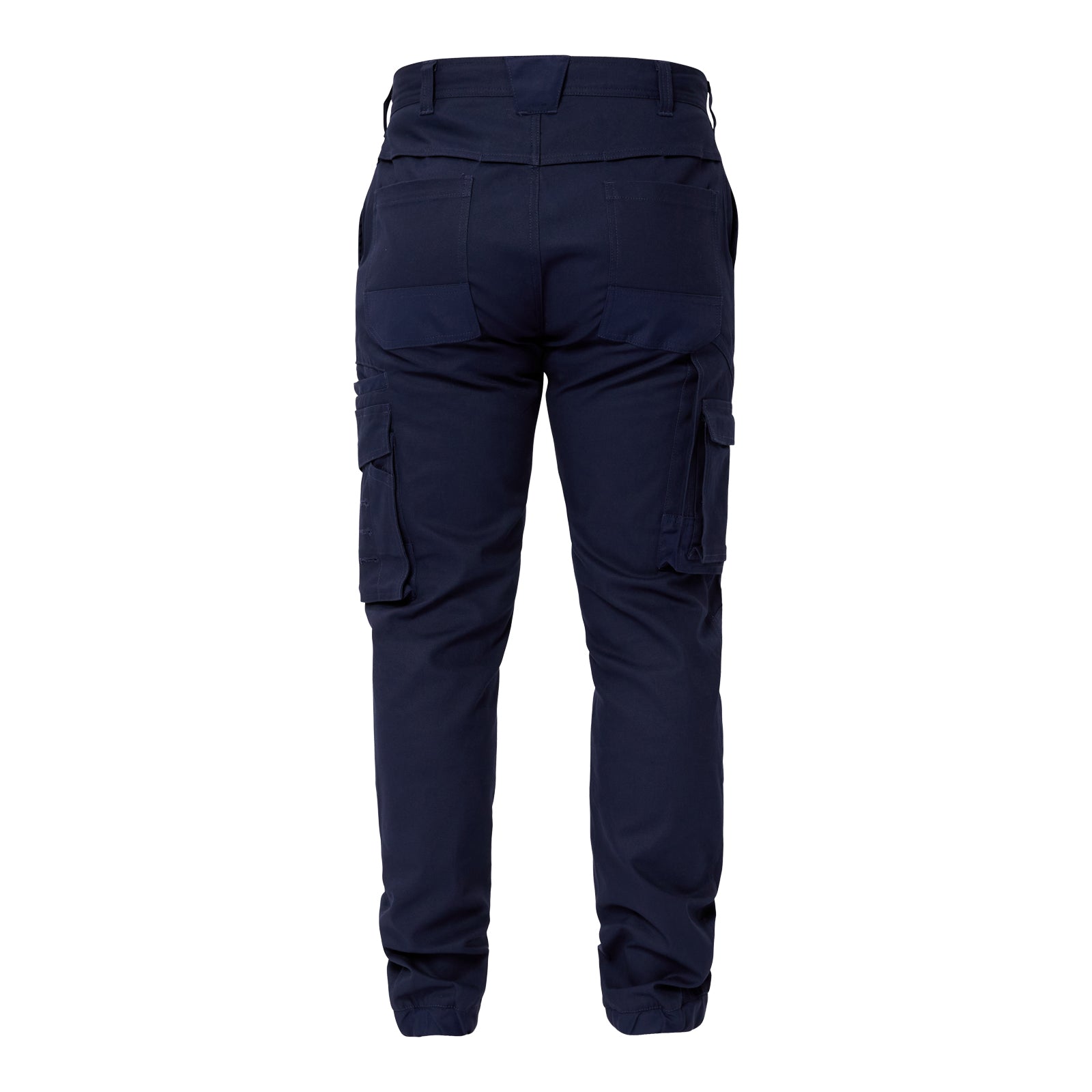 Workcraft WP4018 Mens Stretch Cargo Pants With Elasticised Cuffed Hem in Navy