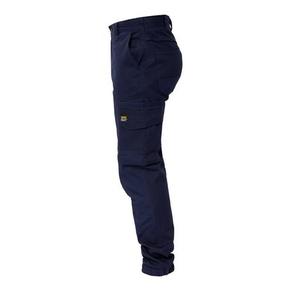 Workcraft WP4018 Mens Stretch Cargo Pants With Elasticised Cuffed Hem in Navy