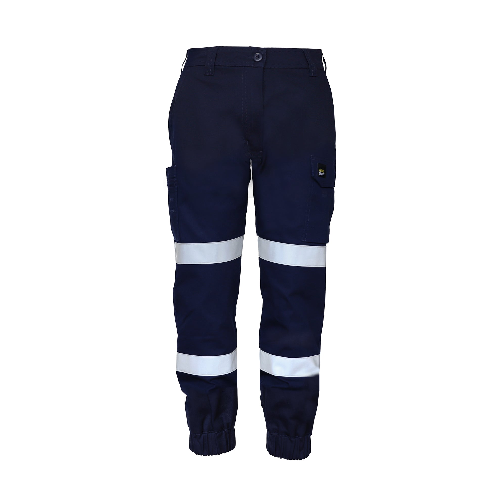 Workcraft WPL476 Ladies Stretch Drill Cargo Pant-Tape & Cuffed Hem in Navy