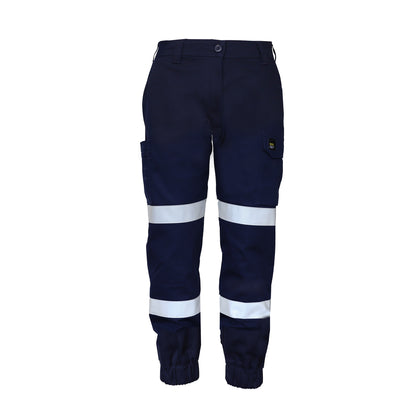 Workcraft WPL476 Ladies Stretch Drill Cargo Pant-Tape & Cuffed Hem in Navy
