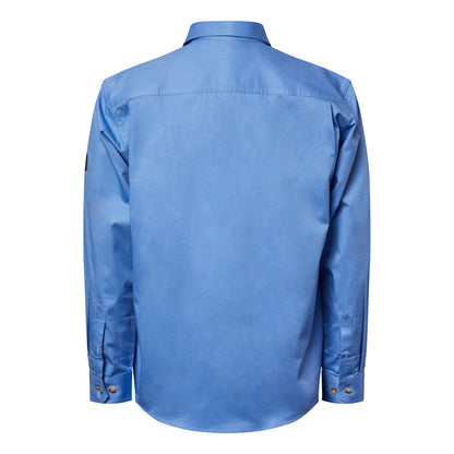 Workcraft WS3029 Mens Lightweight Long Sleeve Closed Front Cotton Drill Shirt in Regatta