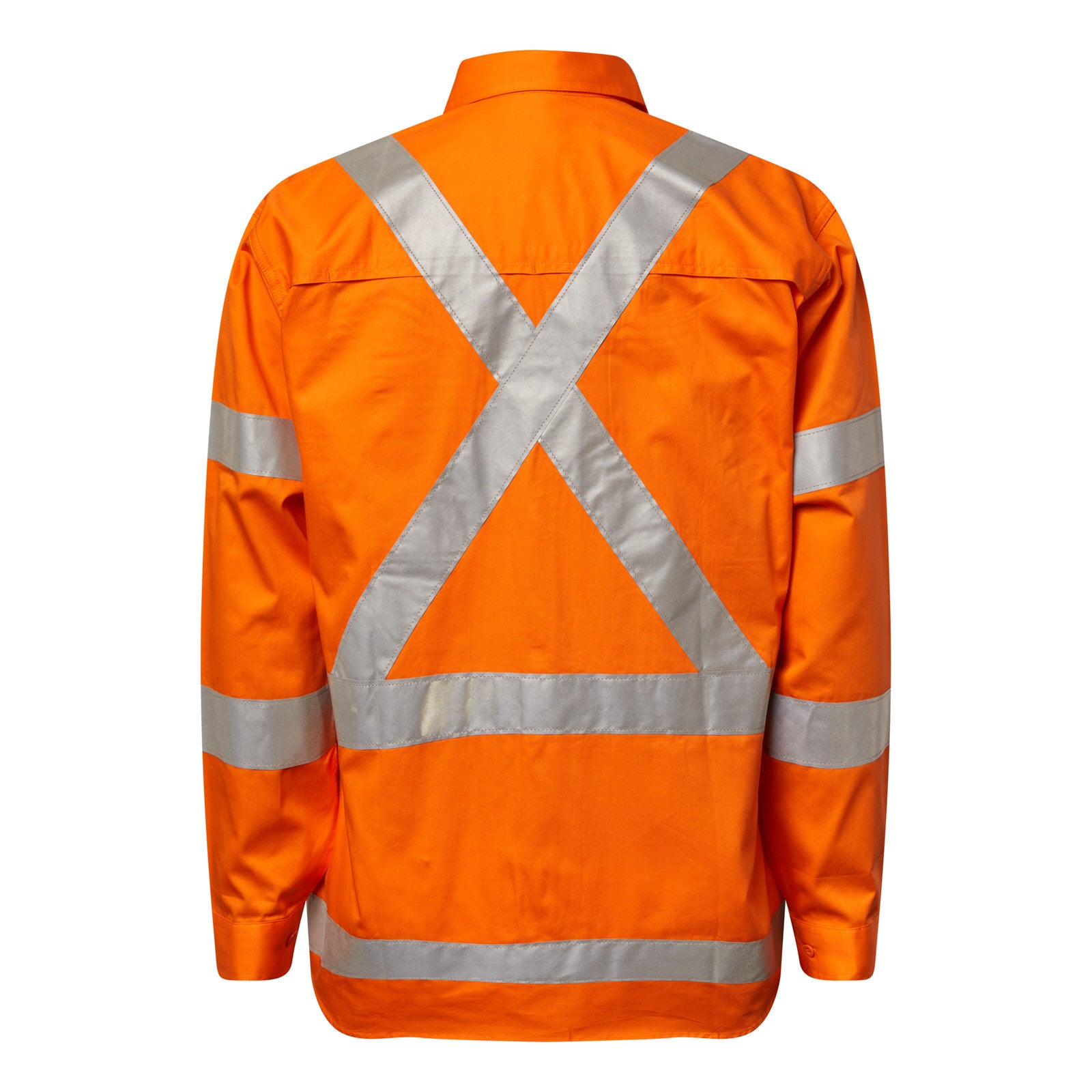 Workcraft WS6010 Mens Lightweight Hi Vis Long Sleeve Vented Cotton Drill Reflective Shirt With X Pattern – NSW Rail Compliant in Safety Orange