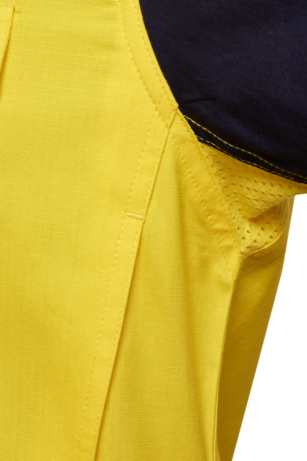 Workcraft WS6067 Mens Hi Vis Short Sleeve Vented Ripstop Shirt in Yellow/Navy