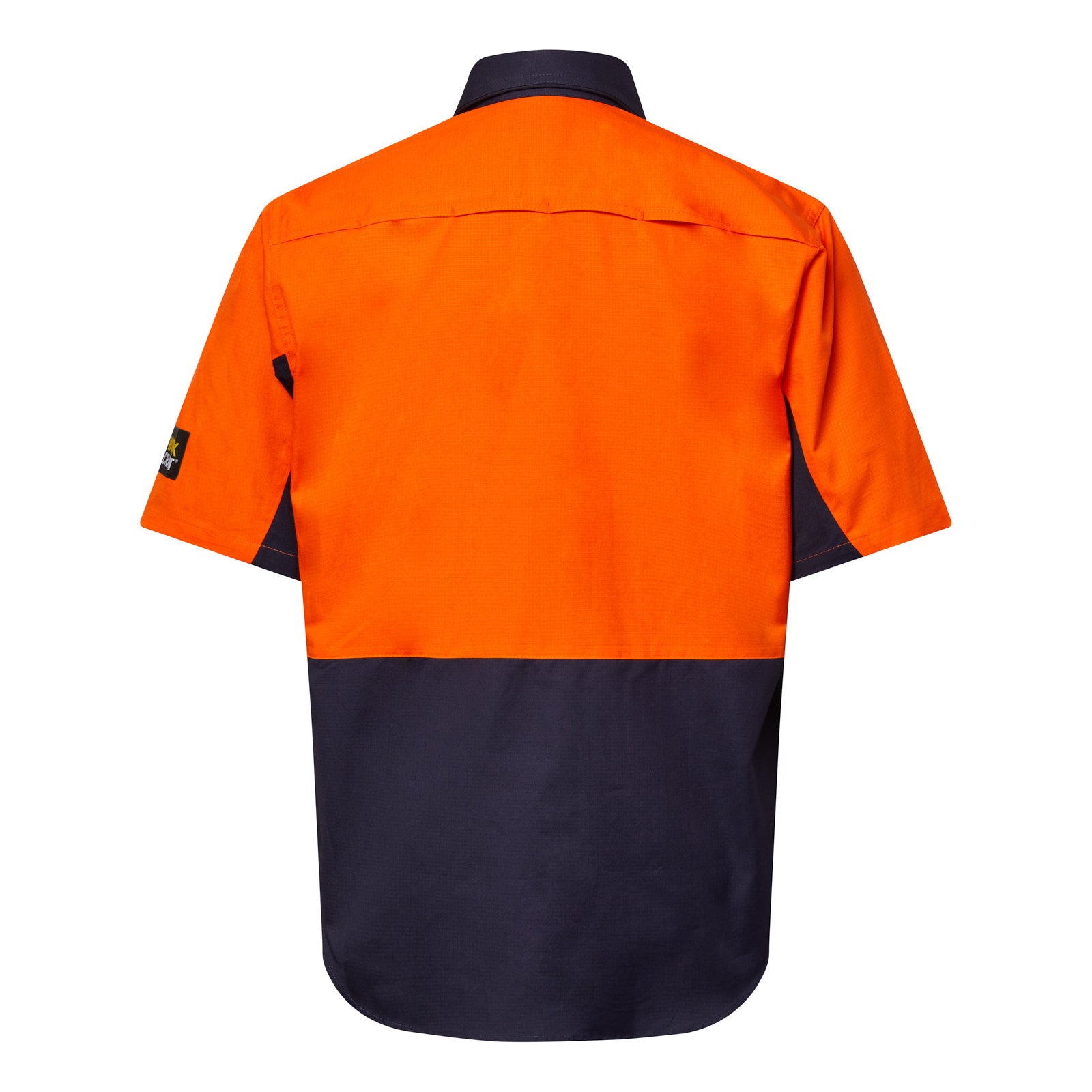 Workcraft WS6067 Mens Hi Vis Short Sleeve Vented Ripstop Shirt in Yellow/Navy, Orange/Navy