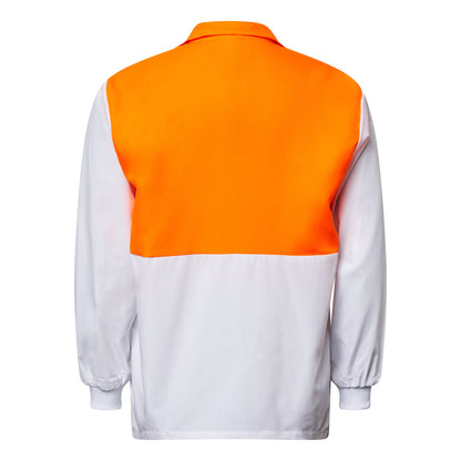 Workcraft WS6072 Long Sleeve Food Industry Jacshirt With Modesty Insert in Orange/White