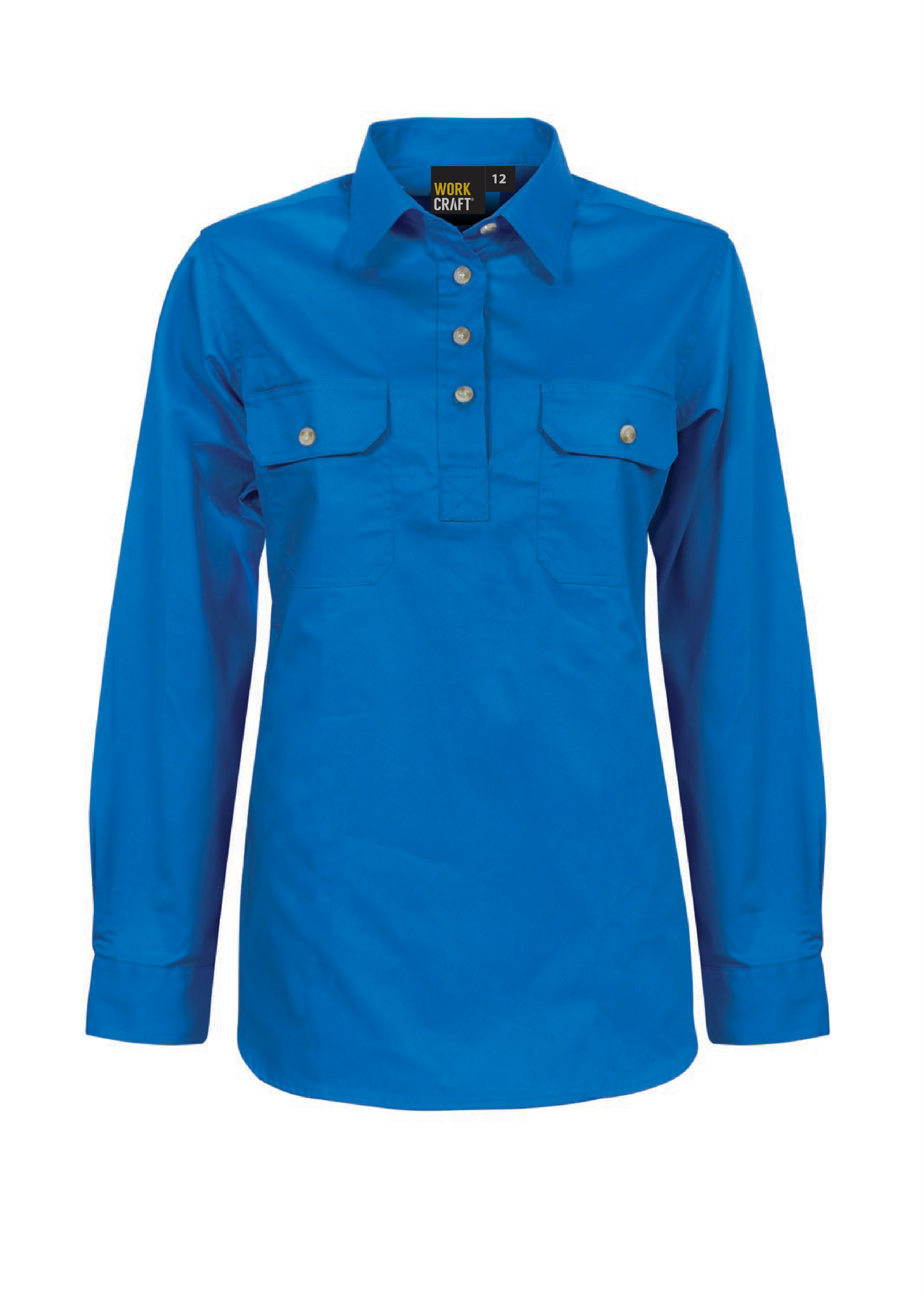 Workcraft WSL505 Ladies Lightweight Long Sleeve Closed Front Cotton Drill Shirt in Cobalt Blue
