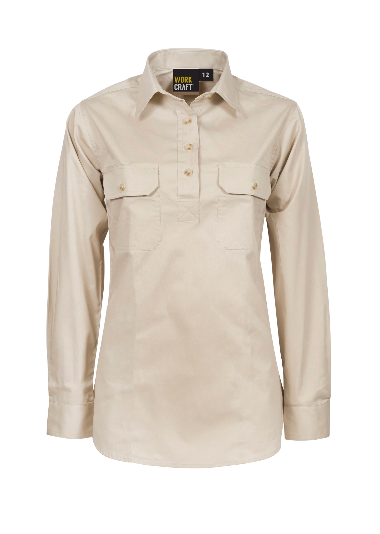 Workcraft WSL505 Ladies Lightweight Long Sleeve Closed Front Cotton Drill Shirt in Cream