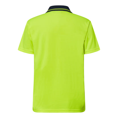 Workcraft WSP201 Hi Vis Short Sleeve Micromesh Polo With Pocket in Yellow/Navy