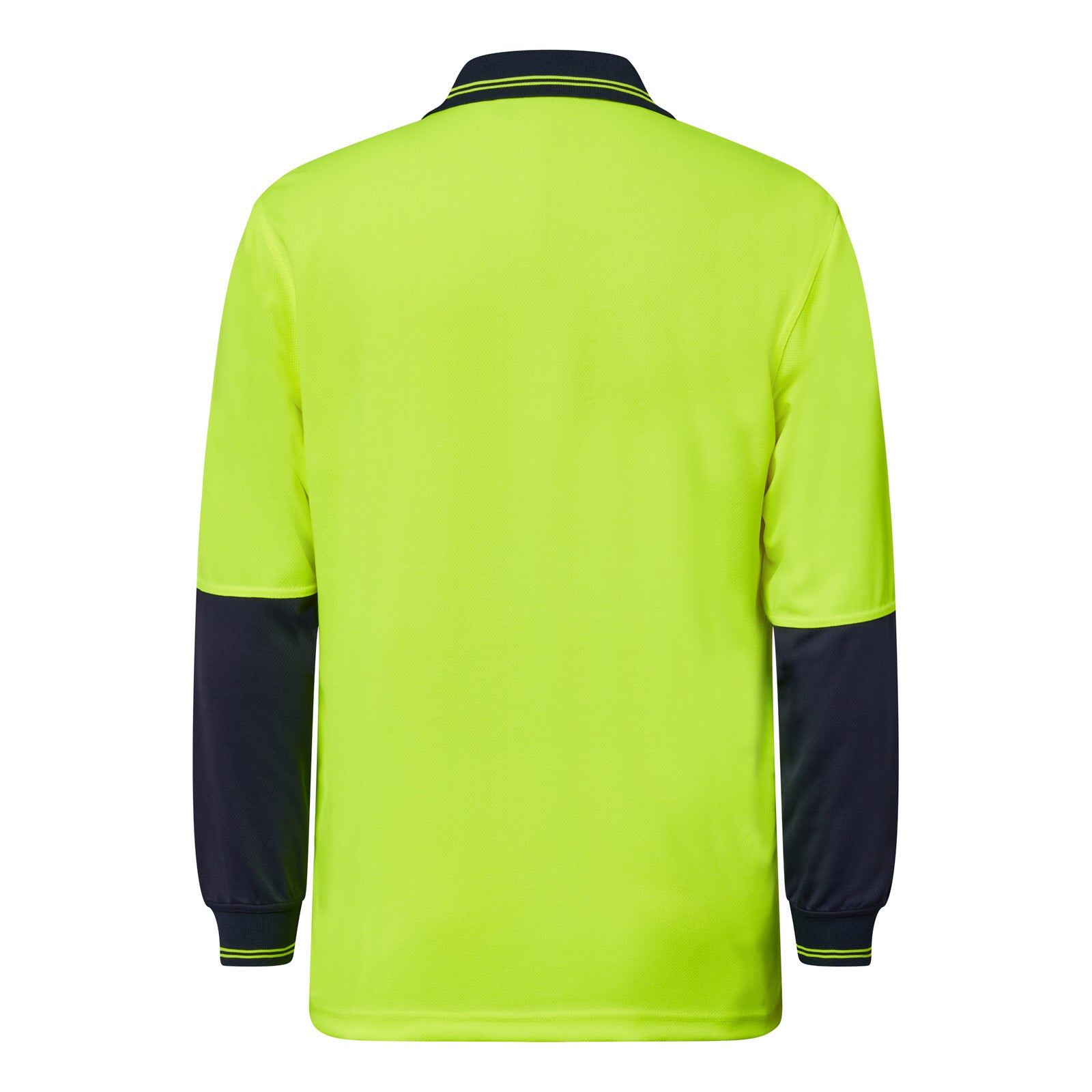 Workcraft WSP202 Hi Vis Long Sleeve Micromesh Polo With Pocket in Yellow/Navy