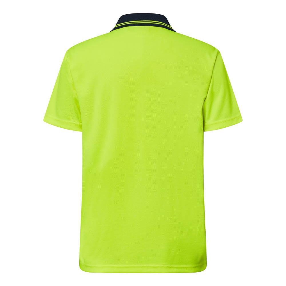 Workcraft WSP208 Hi Vis Lightweight Short Sleeve Micromesh Polo With Pocket in Yellow/Navy